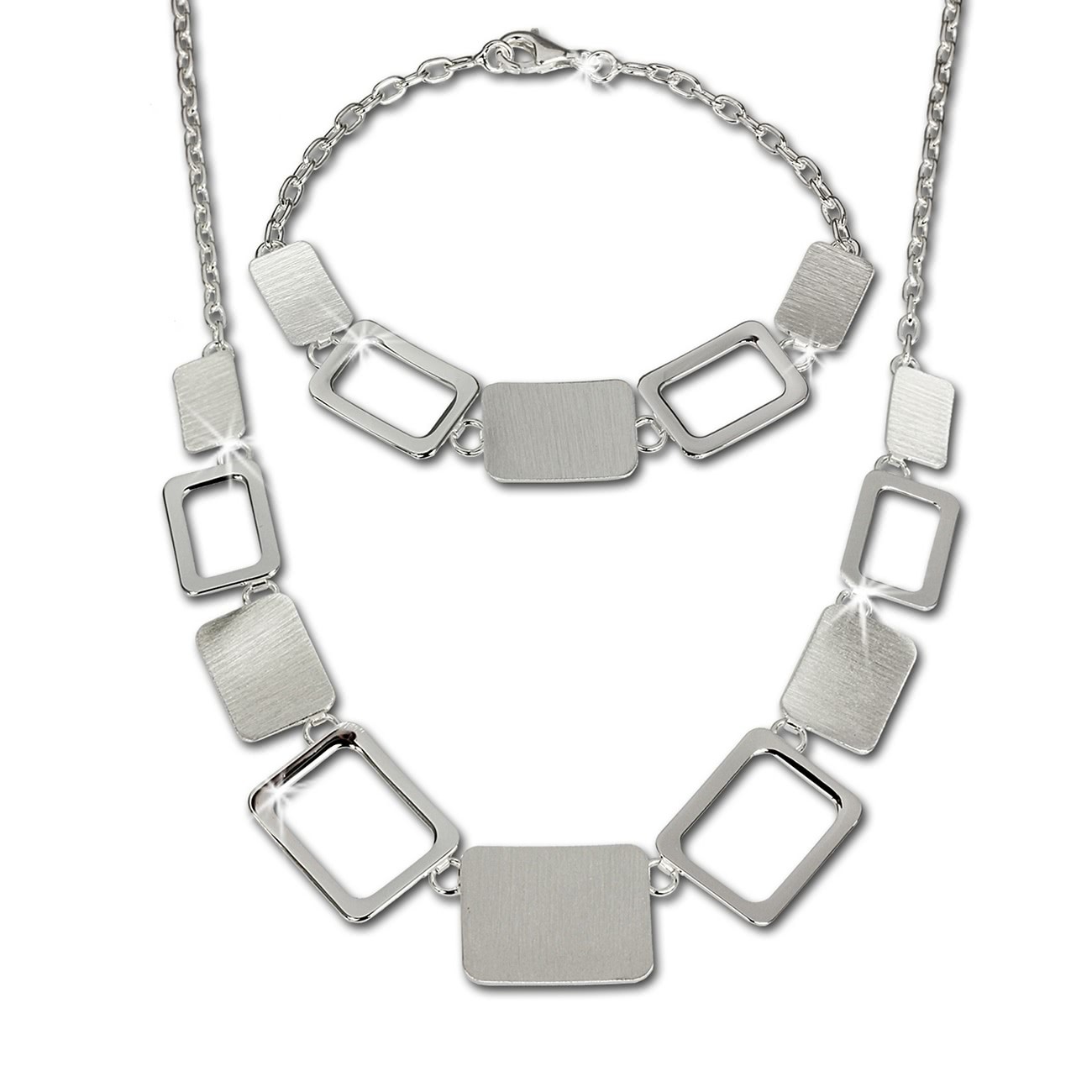 SilberDream Schmuck Set Square Collier & Armband 925 Silber SDS411