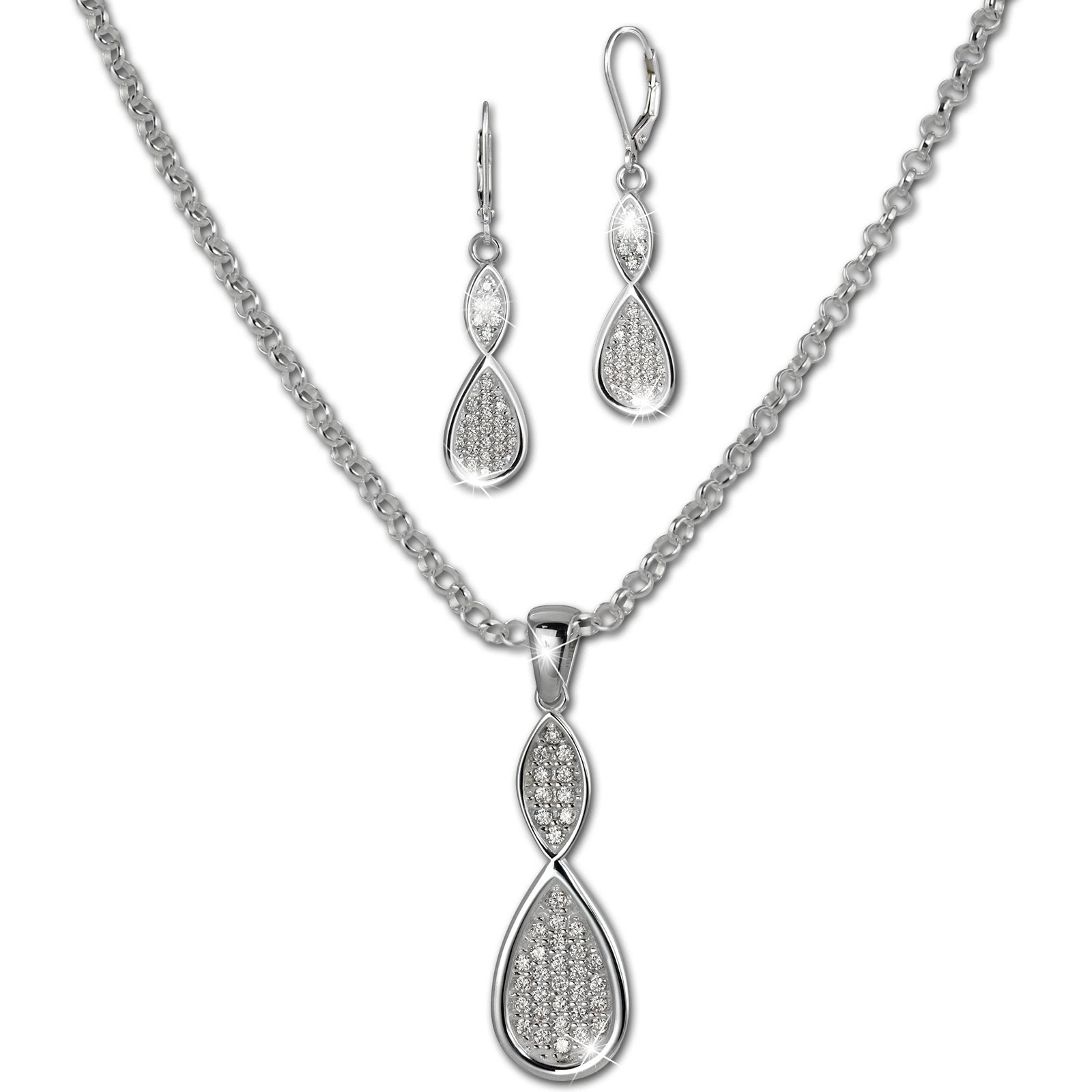 SilberDream Schmuck Set Kette und Ohrringe Unendlich Zirkonia Silber SDS49083