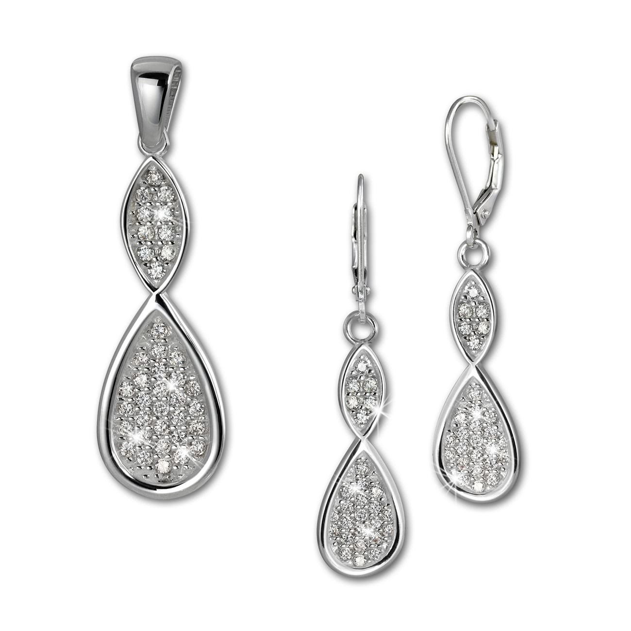 SilberDream Schmuck Set Anhänger und Ohrringe Unendlich Zirkonia Silber SDS4908W