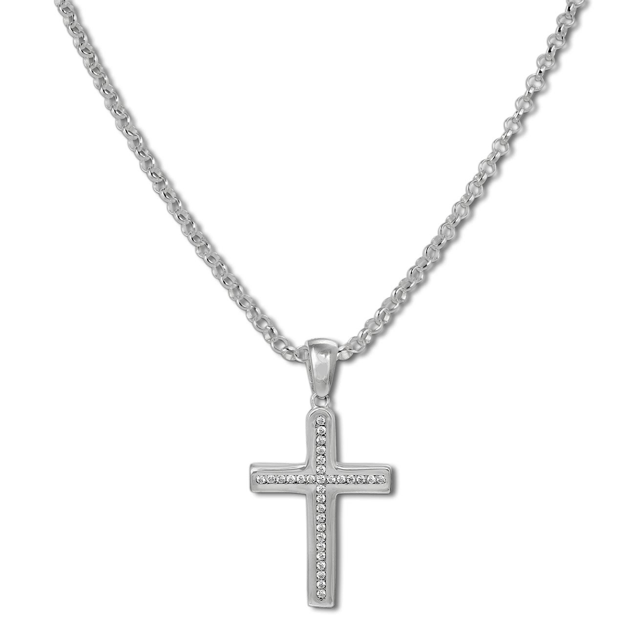 Kette SDS4929W Zirkonia SilberDream 925er Set Schmuck Anhänger und weiß Kreuz