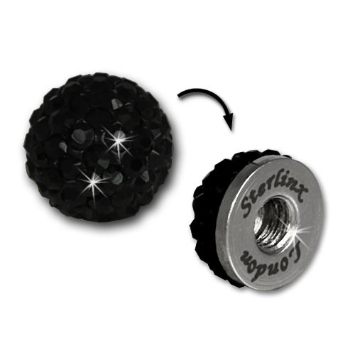 Glitzerkugel schwarz für Sterlinx London Shamballa Armband SHB00S