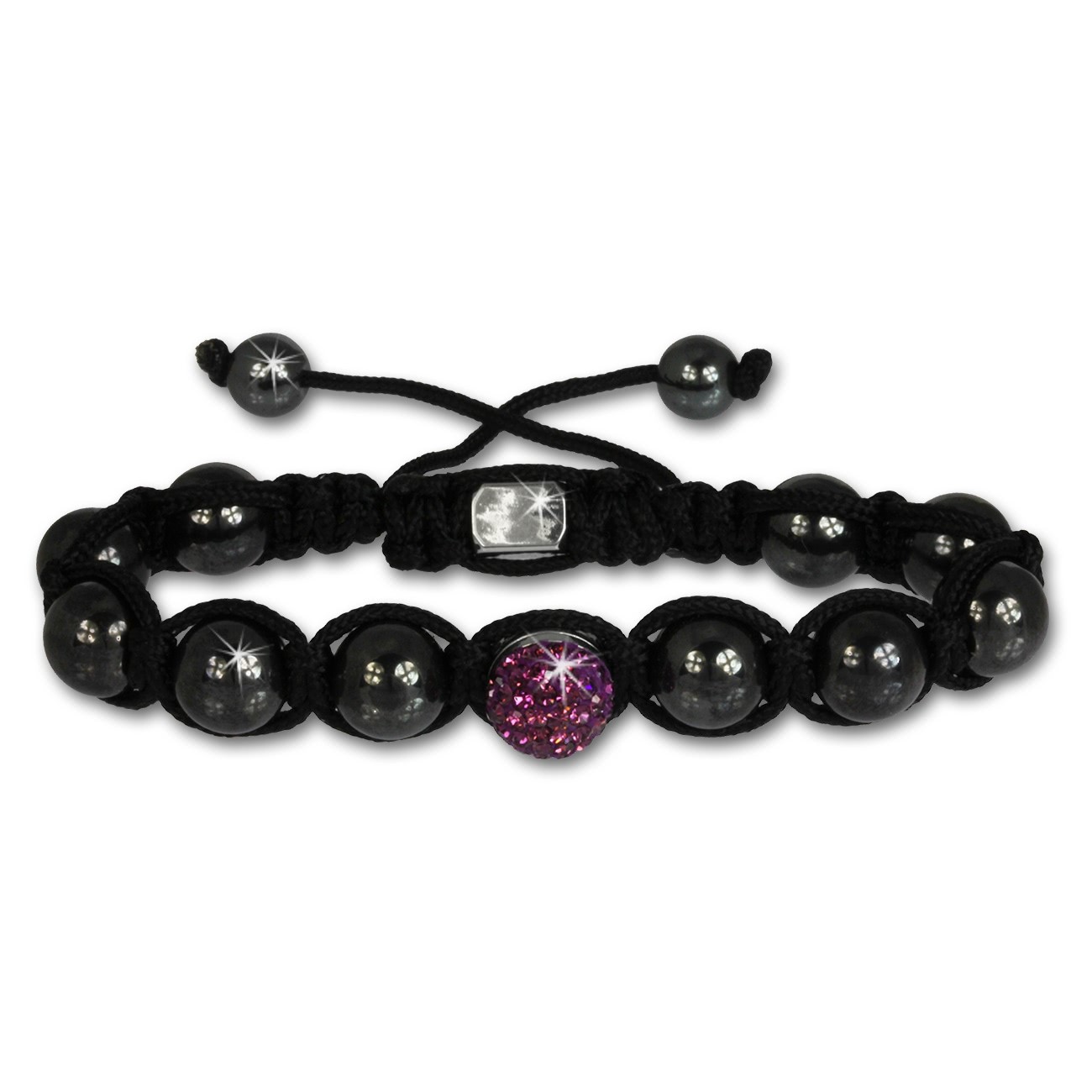Shamballa Armband original Sterlinx mit 1 lila Glitzerkugel SHS15V