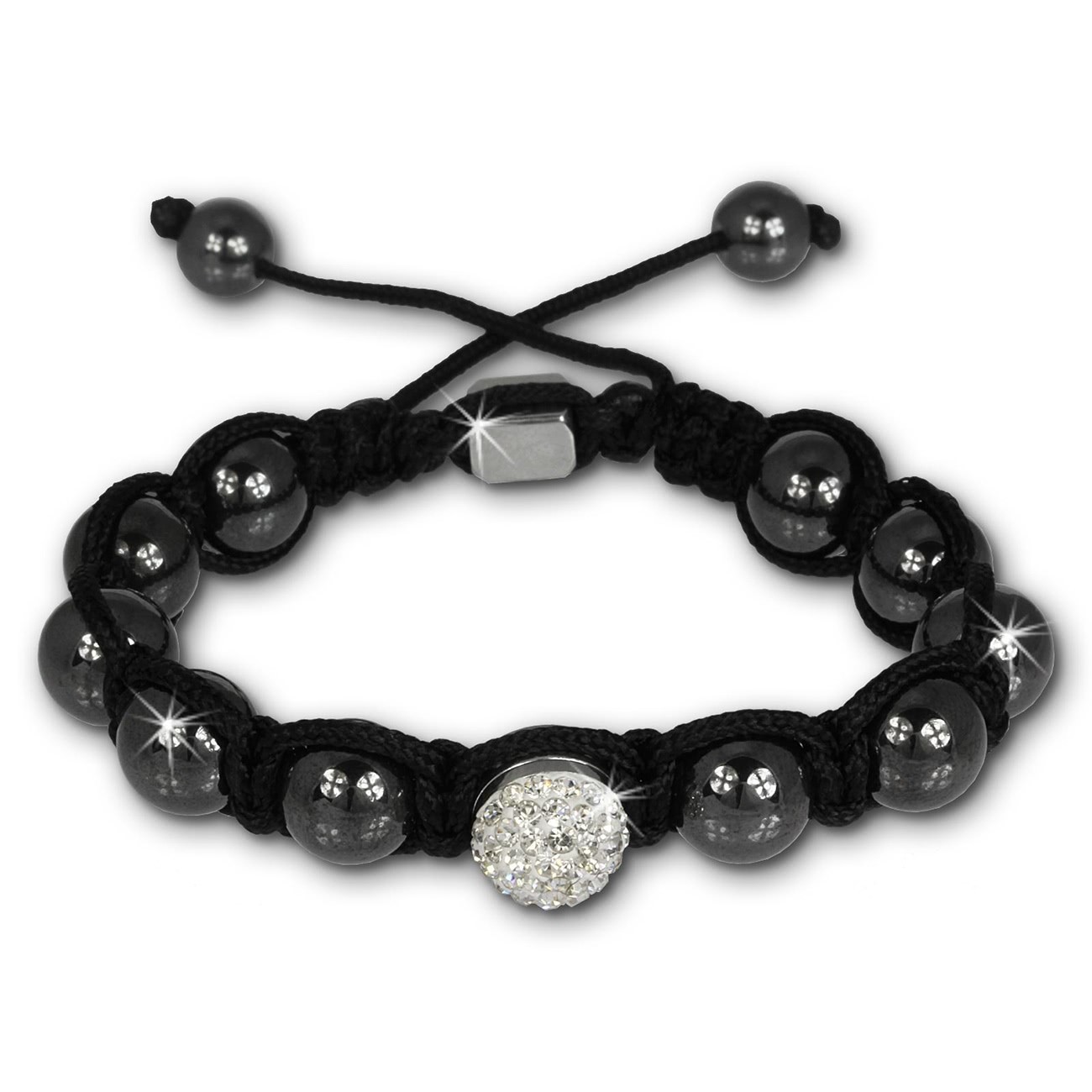 Shamballa Armband original Sterlinx mit 1 weißen Glitzerkugel SHS15W