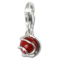 SilberDream 925 Charm Koralle Kugel rot Armband Anhänger FC250R