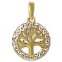 GoldDream Kettenanhänger Lebensbaum Zirkonia 333 Gold Damen Echtschmuck GDH522WY