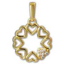 GoldDream Kettenanhänger Herzen Zirkonia 333 Gold Damen Echtschmuck GDH524WY