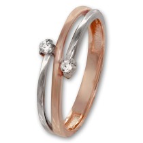 GoldDream Gold Ring Boho zweifarbig Zirkonia Gr.56 333er Rosegold GDR532E56