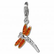 SilberDream Glitzer Charm Libelle orange Zirkonia Kristalle GSC534O