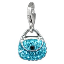 SilberDream Glitzer Charm Tasche klein hellblau Zirkonia Kristalle GSC558H