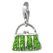 SilberDream Glitzer Charm Tasche groß hellgrün Zirkonia Kristalle GSC559L