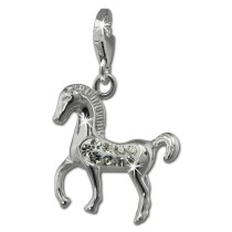 SilberDream Glitzer Charm Pferd weiß Zirkonia Kristalle Anhänger GSC570W