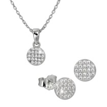 SilberDream Schmuck Set Kette und Ohrringe Circle Zirkonia 925er Silber GSS413W