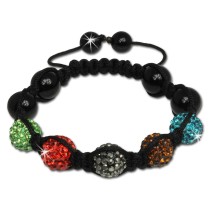 SilberDream Shamballa Armband Zirkonia bunt 5 Glitzer Kugeln SDA925