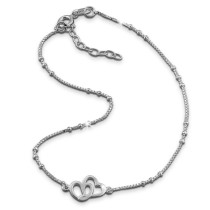 SilberDream Fußkette Zwei Herzen 23cm - 26cm Damenschmuck 925er Silber SDF0353J