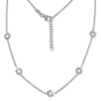 SilberDream Collier Kette Blümchen 925 Sterling Silber 44cm - 47cm SDK11444J