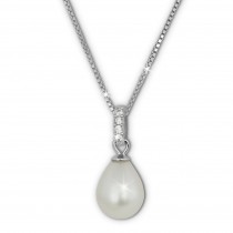 SilberDream Halskette Süßwasser Perle weiß Zirkonias 925 Silber Damen SDK1508W