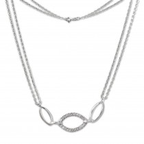 SilberDream Kette Oval Zirkonia weiß 925er Silber 45cm Halskette SDK425W