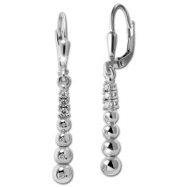 SilberDream Ohrhänger Balls Zirkonia weiß 925 Silber Damen Ohrring SDO4440W