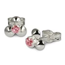 SilberDream Ohrringe Blümchen rosa 925 Silber Ohrstecker SDO530P