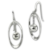 SilberDream Ohrhänger Oval mit Kugel 925 Sterling Silber Damen Ohrringe SDO6710J