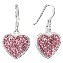 SilberDream Ohrhänger Glitzer Herz Zirkonia rosa 925 Silber SDO8600A