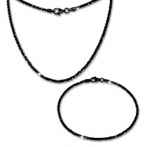 SilberDream Schmuckset gedreht schwarz Kette & Armband 925 Silber SDS205S