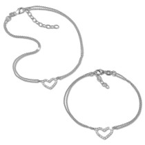 SilberDream Schmuckset Herz Fußkette & Armband 925 Sterling Silber SDS2203J