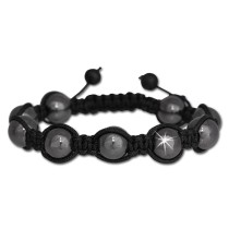 SilberDream Shamballa Armband Luxus schwarz aus Hämatit Kugeln SDY900