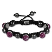 Shamballa Armband original Sterlinx mit 5 lila Glitzerkugeln SHS51V