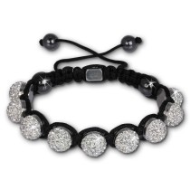 Shamballa Armband original Sterlinx mit 9 weißen Glitzerkugeln SHS90W