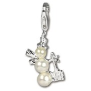 SilberDream 925 Charm Schneemann Perle Armband Anhänger FC246W