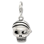 SilberDream Charm Totenkopf Pirat 925 Silber Armband Anhänger FC695