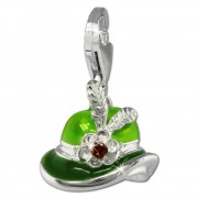 SilberDream Charm Damenhut grün 925er Silber Armband Anhänger FC861L