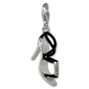 SilberDream Charm Stiletto schwarz mit Zirkonia 925er Armband Anhänger FC883S