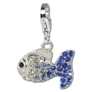 SilberDream Glitzer Charm Fisch Zirkonias blau ICE GSC001