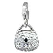 SilberDream Glitzer Charm Tasche klein weiß Zirkonia Kristalle GSC558W