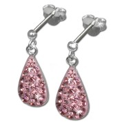 SilberDream Glitzer Ohrstecker Tropfen rosa 925 Silber GSO403P