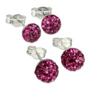 SilberDream Set Ohrstecker Halbkugel 5,7mm pink Ohrring 925 Silber GSS202P