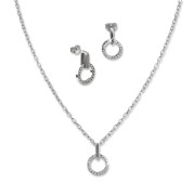 SilberDream Schmuck Set Kette und Ohrringe Circle Zirkonia 925er Silber GSS408W