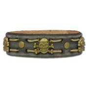 SilberDream Lederarmband grau Herren Leder Armband Totenkopf LA5351B