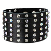 SilberDream Lederarmband schwarz Zirkonia Damen Leder Armband LAC221S