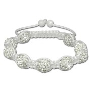 SilberDream Shamballa Armband weiß mit 9 Zirkonia Kugeln weiß SDA930