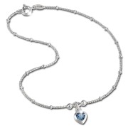 SilberDream Fußkette Herz 25cm Zirkonia blau Silber SDF2025B