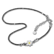 SilberDream Fußkette Blume 27cm geschwärzt diamantiert 925 Silber SDF2224K