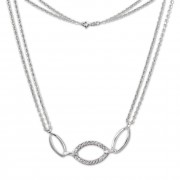 SilberDream Kette Oval Zirkonia weiß 925er Silber 45cm Halskette SDK425W