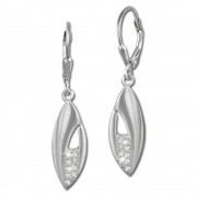 SilberDream Ohrhänger Blatt Zirkonia weiß 925 Silber Damen Ohrring SDO355M