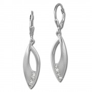 SilberDream Ohrhänger Blätter Zirkonia weiß 925 Silber Damen Ohrring SDO366M