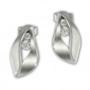 SilberDream Ohrstecker Blatt Zirkonia weiß 925 Silber Damen Ohrring SDO4302W