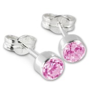 SilberDream Ohrringe Zirkonia pink 925 Silber Ohrstecker SDO503P