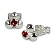 SilberDream Ohrringe Blümchen rot 925 Silber Ohrstecker SDO530R